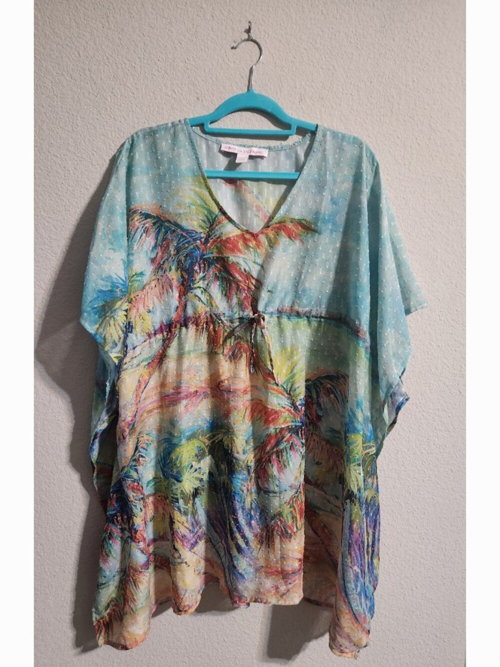 Leoma Lovegrove Tropical Print Kaftan Top Beach coverup Palm trees Women’s large